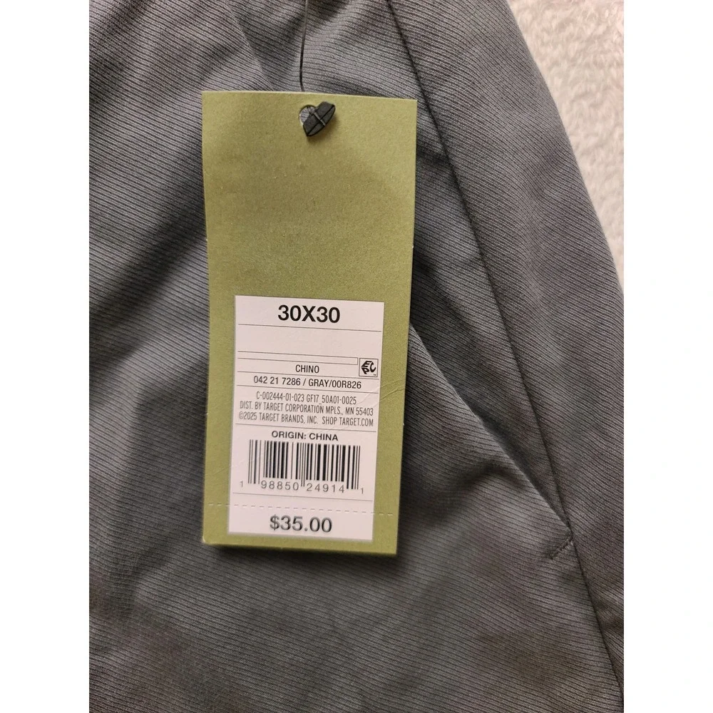 Goodfellow & Co Mens Gray Comfort Wear Slim Fit Chino Pants 30x30 NWT